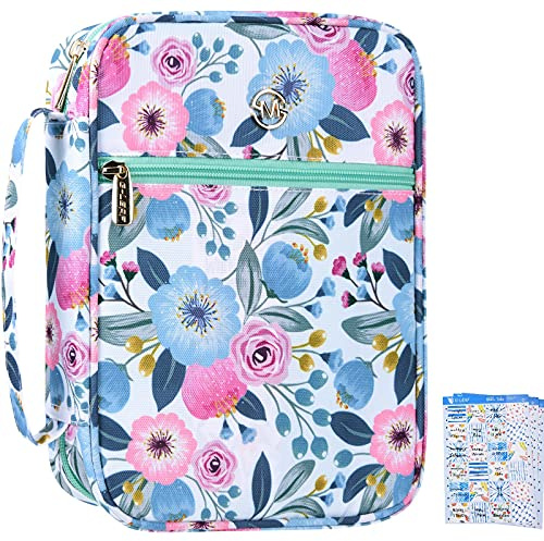 G-LEAF Bible Cover Case/Book Cover, Bible Case for Women Girls, Bible Cover Bags Floral Pattern With Handle Fits for Standard Size Bible, 9.5x6.7x2.5 In