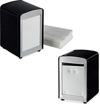 Distributeur de serviettes, en lot de 2, table, rétro, restaurant, support porte-serviette HxLxP : 15x9,5x11 cm, noir