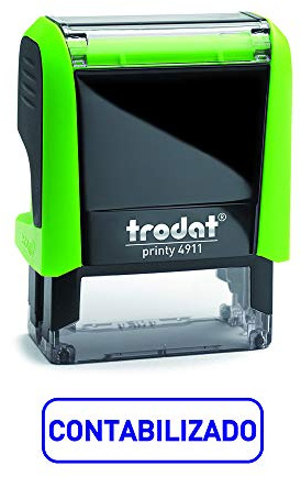 Trodat 4911 Printy Sello Fórmula Comercial con Texto Español CONTABILIZADO, entintaje automático, Tamaño de la Placa de Texto 38 x 14 mm, Azul