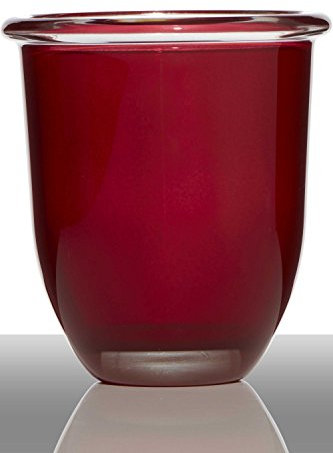 INNA-Glas Tiesto de Cristal Fynn, Embudo/Redondo, roja, 17cm, Ø15,5cm - Macetero - Maceta