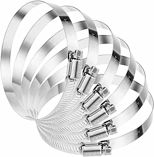 10 x Pack Large Size Metal Hose Clips 91-114 mm Adjustable Ducting Clamps for Securing 4 inch 100 mm Hoses and Pipes Tube Inline Extractor Fan Cooker Hood Tumble Dryer