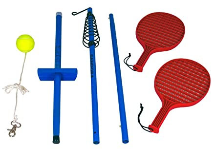 Sandora 25010 Circletennis - Twistball - 3-teilig blau/rot für tollen Garten Spielspaß und jegliche Freizeitaktivität für Camping und Unterwegs EIN absolutes Kindervergnügen