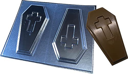 dennycraftmoulds Cross Coffin Chocolate Bar Moulds Reusable Plastic Halloween Molds Make 110g Bars, Transparent, (4558)