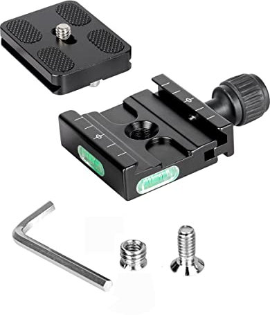 Koolehaoda 50mm Quick Release Plate Clamp Compatible Arca-Swiss Camera Mount QR Clamp Built-in Bubble Level with 1/4 and 3/8 Screw Adapter for DSLR Tripods Monopods Gimbals and Ball Heads