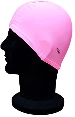 Blått rev elastisk spandex stretchig anti-slitage enkel passform enkel icke-vattentät deluxe dra på badmössa badmössa en storlek som passar alla åldrar 3+ år (rosa)