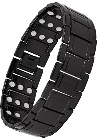 Jeracol 99.99% pulseras de cobre sólido para hombre, 3 pulseras magnéticas para hombre con imanes ultra resistentes, tamaño ajustable y caja de regalo de joyería (negro)