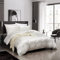 Parure copripiumino 240 x 260 bianco beige raso tinta unita set biancheria da letto matrimoniale satinato a righe in seta liscia e setosa lucida con cerniera e 2 x 65 x 65 cm federe