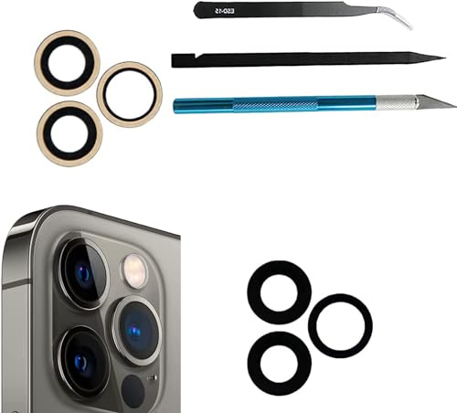 Lentille de Rechange arrière en Verre Saphir pour iPhone 12 Pro, Anti-Rayures et étanche, avec kit d'outils de réparation (Pas pour 12 Pro Max)