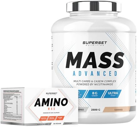 Superset Nutrition | Programme Prise de Masse Débutant - Mass Advanced 2,5kg Cookies - Amino Max