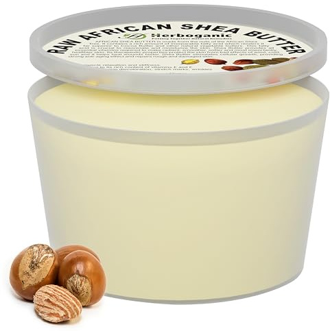 HERBOGANIC Pure African Shea Butter Raw Organic, White Ivory 100% Natural Unrefined | For Body & Hair Scalp Non GMO - 32 oz