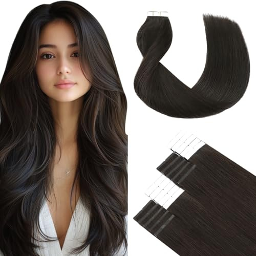 SURNEL Echthaar Tape Extensions #2 Dunkelstes Braun Tape in Echthaar 16 Zoll 40g(#2-40cm)