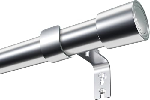 Venwemong Gardinenstange Ausziehbar Vorhangstangen Curtain Rod Stange für Vorhänge Erstellbare Länge mit Kappenknäufen für Esszimmer, Schlafzimmer, Wohnzimmer, Silber, 84-220 cm