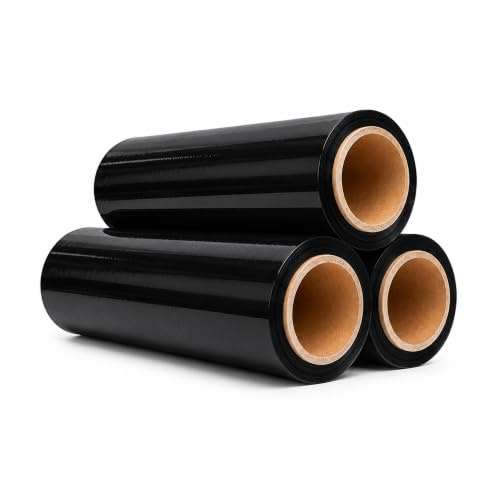 Film Estirable Negro para Embalaje 1,4 kg, 3 Rollo de 50 cm x 200 m