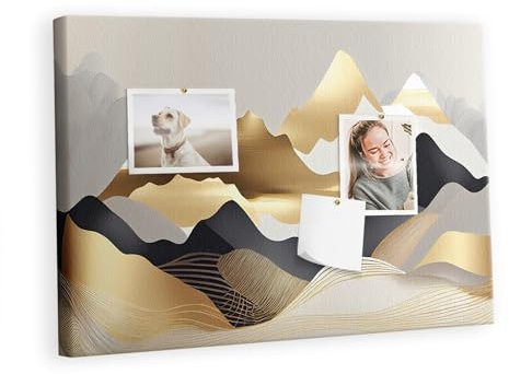 Tulup Pinnwand Tourkarte Korkbrett 60x40 cm Leinwand Memoboard Küche Reise-Tracker - Berge Abstraktion
