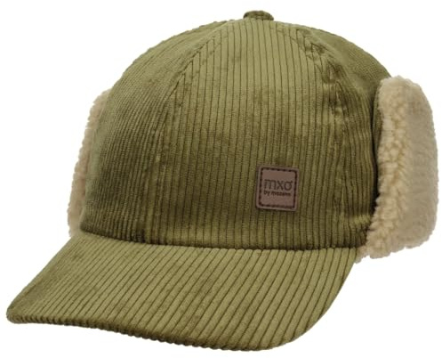 maximo mxo Kids Cordcap mit Ohrenklappen Basecap Baseballcap Kindercap Wintercap Kinder - Schirm, Ohrenklappen, Futter Winter Herbst-Winter - 51 cm Oliv