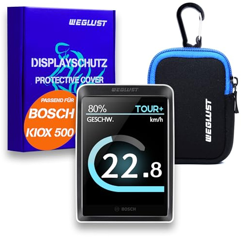 WEGLUST Protective cover for Bosch Kiox 500 with neoprene bag, e-bike screen protector, transparent, shock and scratch protection, ebike accessories, protective cover fit for Kiox 500 (BHU3700)