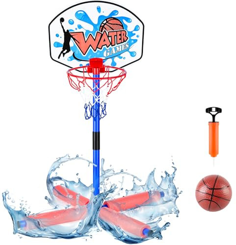deAO Canasta Baloncesto Piscina Flotante, Juego Completo con Bomba de Aire y Pelota | Juguete Acuático Familiar para Niños y Adultos | Interior, Exterior, Verano, Piscinas, Playa, Fácil Montaje