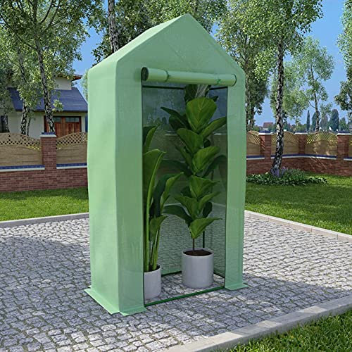 Gecheer Gewächshaus Tunnelgewächshaus Gartenhaus Garten Treibhaus Pflanzenhaus Tomatenhaus Frühbeet mit Stahlrahmen 0,5 m² 1x0,5x1,9 m