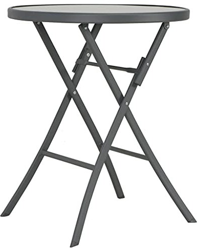 AJJHUUKI Home Outdoor OthersKlappbarer Bistrotisch, 60 x 70 cm, Glas und Stahl, Grau
