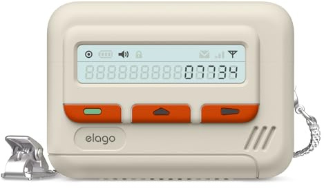 elago Pager-Hülle für AirPods Pro 2 | Armband im Lieferumfang enthalten, Schutzhülle im Retro-Design (Klassisches Weiß)