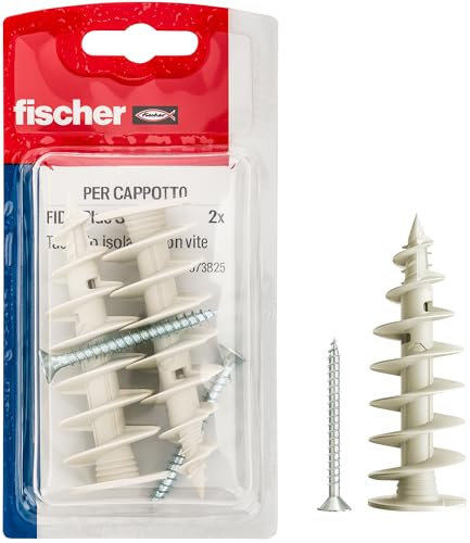 Fischer FID II Plus 80 mm, 2 chevilles avec vis pour manteau, isolantes, utilisables avec cheville chimique, 573825