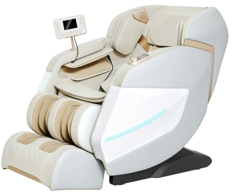 Relaxora Nuova Poltrona Massaggiante 2025 Mano Robotica a 3D Su SL Track，Shiatus Full Body，Air Bag e Terapia di Calore, AI Comando Vocale Zero Gravity ，Bluetooth Casse Audio (Beige)