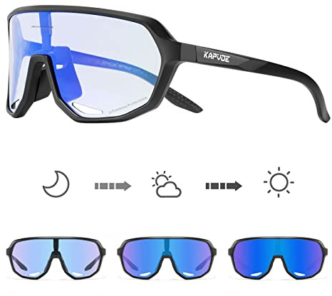 KAPVOE Selbsttönende Fahrradbrille UV400 TR90 Herren Damen K63