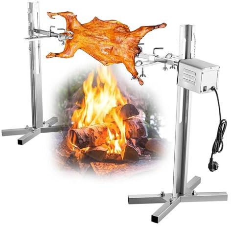 Caña grande para asador de pollo, cordero, cerdo, asador de carbón para barbacoa para picnics al aire libre y camping, kit completo de herramientas de asador