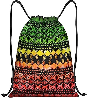 SBKGBIEHG Rasta Colors Rucksack mit Kordelzug, wasserabweisend, Sportbeutel, Turnbeutel, für Damen und Herren, Aquarell-Rasta-Farbe, S