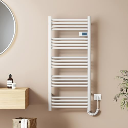 EMKE Scaldasalviette Elettrico 1200 x 540 mm, Bianco 600 W | Radiatore per Bagno Elettrico con Interruttore Touch e Timer, scaldasalviette,Termoarredo elettrico
