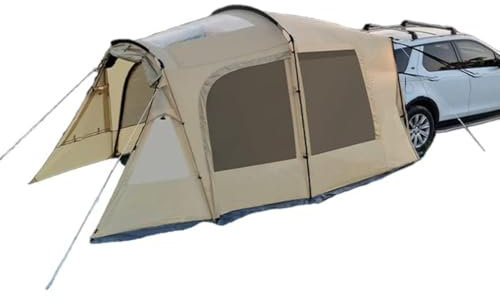 Car Tailgate Tent, Car Awning Camping Tent Campervan Canopy, Car SUV Tent Attachment for Camping, Family Tourist, Fishing & Picnic Travel Light Gold Rainfly & inner Tent