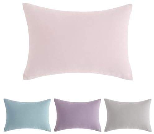 FILOEEX Minicojín, almohada de viaje de 27,9 x 17,8 cm, minicojín para niños, lavable a máquina, pequeño cojín para la siesta para el cuello, la muñeca, las rodillas, las piernas (rosa)