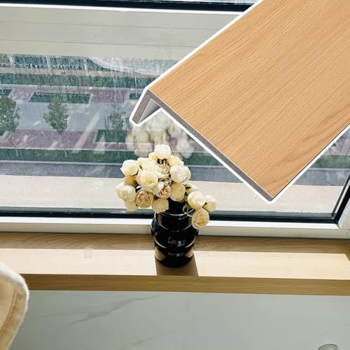 Copertura per davanzale della finestra in PVC con venature del legno, impermeabile, protezione per bordi interni della casa, facile da installare (L100 cm x W40 cm)