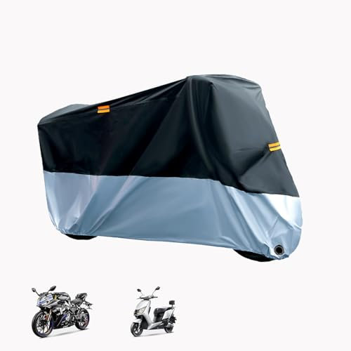 Housses de Moto Housse de Protection Anti-poussière pour Garage extérieur, imperméable de qualité pour Scooter Pluie Soleil UV Vent Housse de Protection Universelle pour Moto avec Sac de Rangement