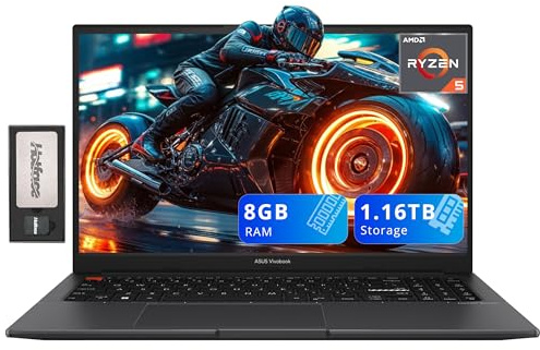 ASUS VivoBook S15 - Computer portatile FHD Slim da 15,6, AMD Ryzen 5 5600H, 8 GB di RAM, 1,16 TB di spazio di archiviazione (SSD da 1 TB+set docking station da 160 GB), grafica AMD Radeon, tastiera