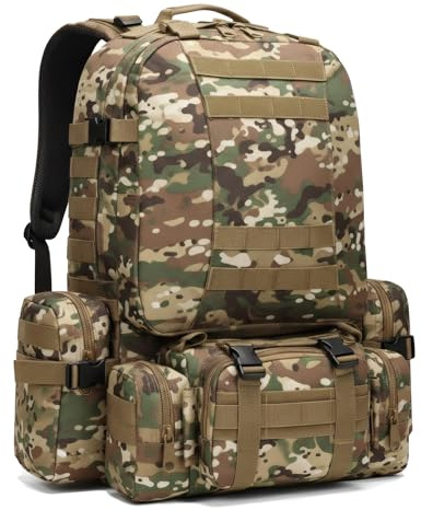 Fortune Edge Military Tactical Backpack for Men 60L Waterproof Bug Out Bag Survival Rucksack Go Bag Emergency Molle System Army 3 Day Assault Pack for Hiking Hunting Camping CP