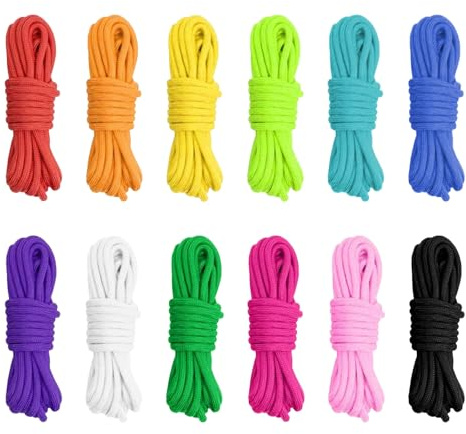 CXNXFD Paracord 550 Lot de 12 – Cordes en nylon haute résistance de 10 pieds 4mm (12 couleurs) pour bracelets DIY, porte-clés, laisses pour chien, équipement de survie, construction de tente