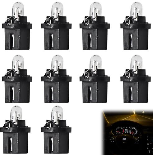 Menibeuty 10 PCS DC 12V 2W Ampoule Tableau De Bord Jaune Clair, Générique Ampoule Compteur à Branchement Direct Ampoules LED T5 pour Tableau De Bord Voiture Pour Voiture Interne
