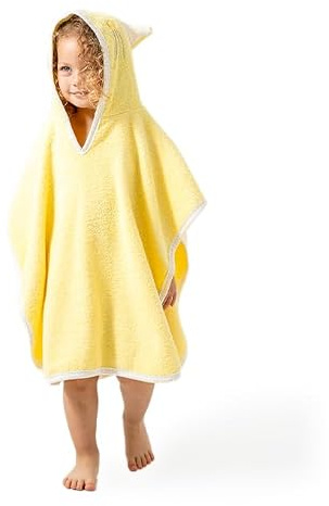 ankitoys Baby badponcho med stjärnmönster – mjuk huvhandduk i 100 % bomull – absorberande, ventilerande och hudvänlig, 2-3 Jahre