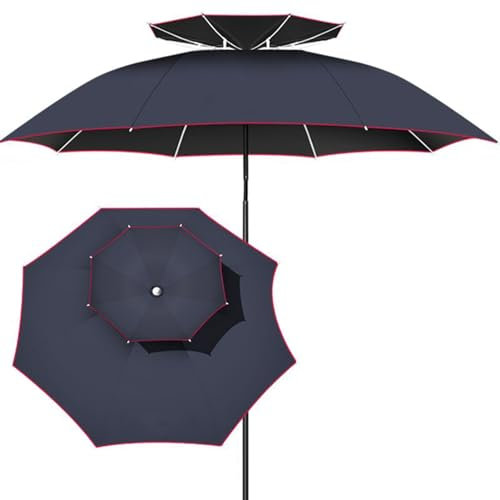 QUSYZD Ombrellone da Pesca da 5,9/6,4/6,8 Piedi, Parasole da Esterno con Protezione Solare, ombrellone da Spiaggia Antivento, per Patio, Viaggi, Giardino, Piscina, Nero - 195 cm (,Black-195CM(6.4FT)