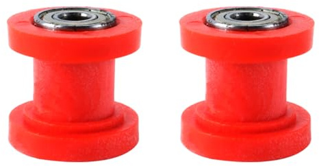 Hoite Tendeur de poulie universel, galet de guidage de chaîne de 8 mm de diamètre intérieur pour moto tout-terrain (rouge)