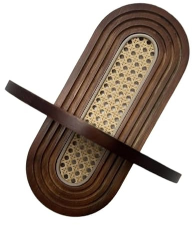 ZIDDAR Gewölbtes Rattan-Hängeregal aus Holz, schwebender Blumen-Pflanzgefäß, Präsentationsständer für Wohnzimmer, Schlafzimmer, Kinderzimmer, Dekoration, schwebendes Regal
