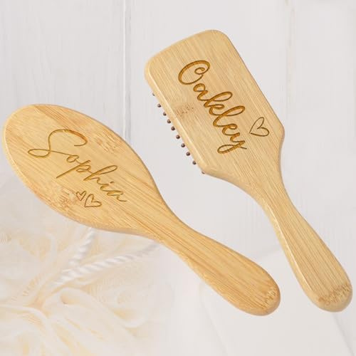 Peine De Aire De Madera Personalizado, Cepillo De Pelo De Bambú De Madera For Dama De Honor Grabado, Cepillo De Pelo For Fiesta De Cumpleaños, Boda, Regalo Del Día De La Madre.