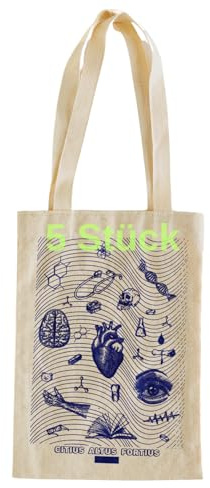 Inoverse Baumwolltasche – Stofftasche aus Leinen, Baumwollbeutel mit langem Henkel, Jutebeutel, Tragetasche, Stoffbeutel bedruckt, Einkaufstasche Natur
