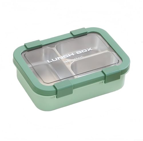 Eawfgtuw Contenitore per il pranzo in acciaio inox, contenitore a 3 scomparti con coperchi a tenuta stagna per adulti, scuola, lavoro, attività all'aperto, facile da pulire, contenitore per alimenti