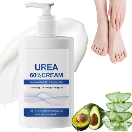 60% Urea Foot Cream for Cracked Heels & Dry Skin – Intensive Heel Repair for Feet and Hand, Deep Moisturizing Urea Cream 60 Percent for Feet & Body, Maximum Strength & Long-Lasting Hydration,200ml