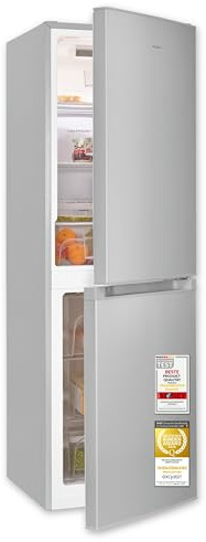 Exquisit Kühlgefrierkombination No Frost 160 cm - 193 l, Silber | Energieklasse E, 41 dB leise, 4-Sterne-Gefrierfach, 3 Glasablagen, LED – Maße 160x51x61 cm