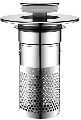 Stainless Steel Floor Drain Filter Washbasin Plug Pop Up Anti Clogging Bathtub Drain Stopper Bathroom Sink Plug Push-type Drain