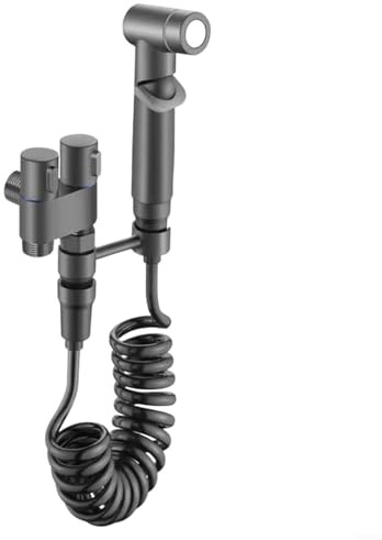 Adjustable Handheld Bidet Sprayer Set with Angle Valve Dual Water Outlet & Pressure Control for Diaper & Pet Washing - Gray Toilet Hygiene Solution