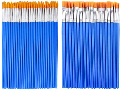 60 Pcs Small Paint Brushes Bulk,Small Paint Brushes,Paintbrushes with Flat and Round Pointed,Face Paints Brush for Kids Classroom Acrylic,Watercolor, Oil and Gouache Paints Ideal for Body Face